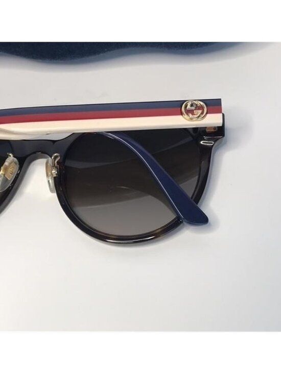 New?Gucci Round Havana BROWN PATTERN Acetate Sunglasses blue /red/with stripes main image 11